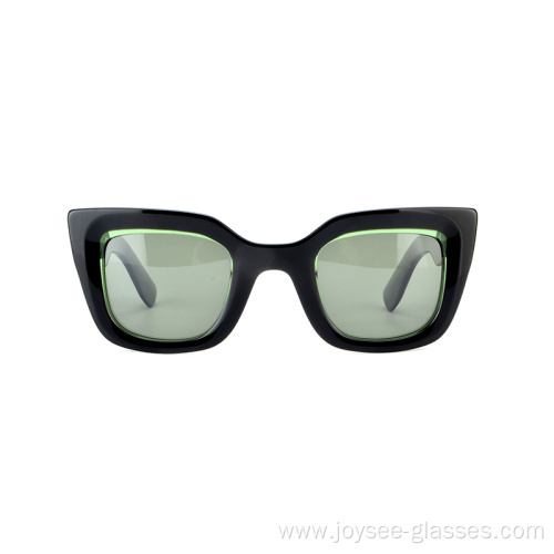 Promotion High Quality Black Tortoise Acetate Full Rim Fashion Ladies Sunglasses